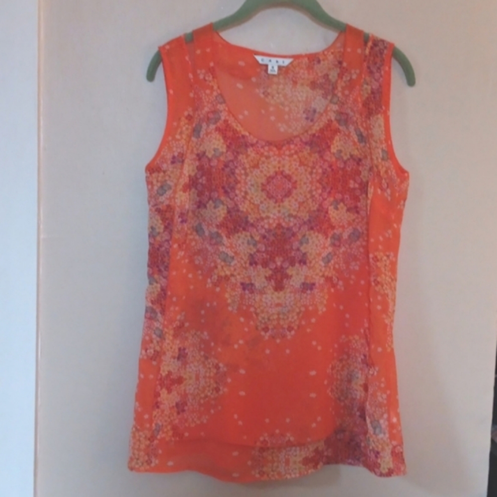 CAbi Blouse Beautiful In Orange & Violet - Picture 1 of 10